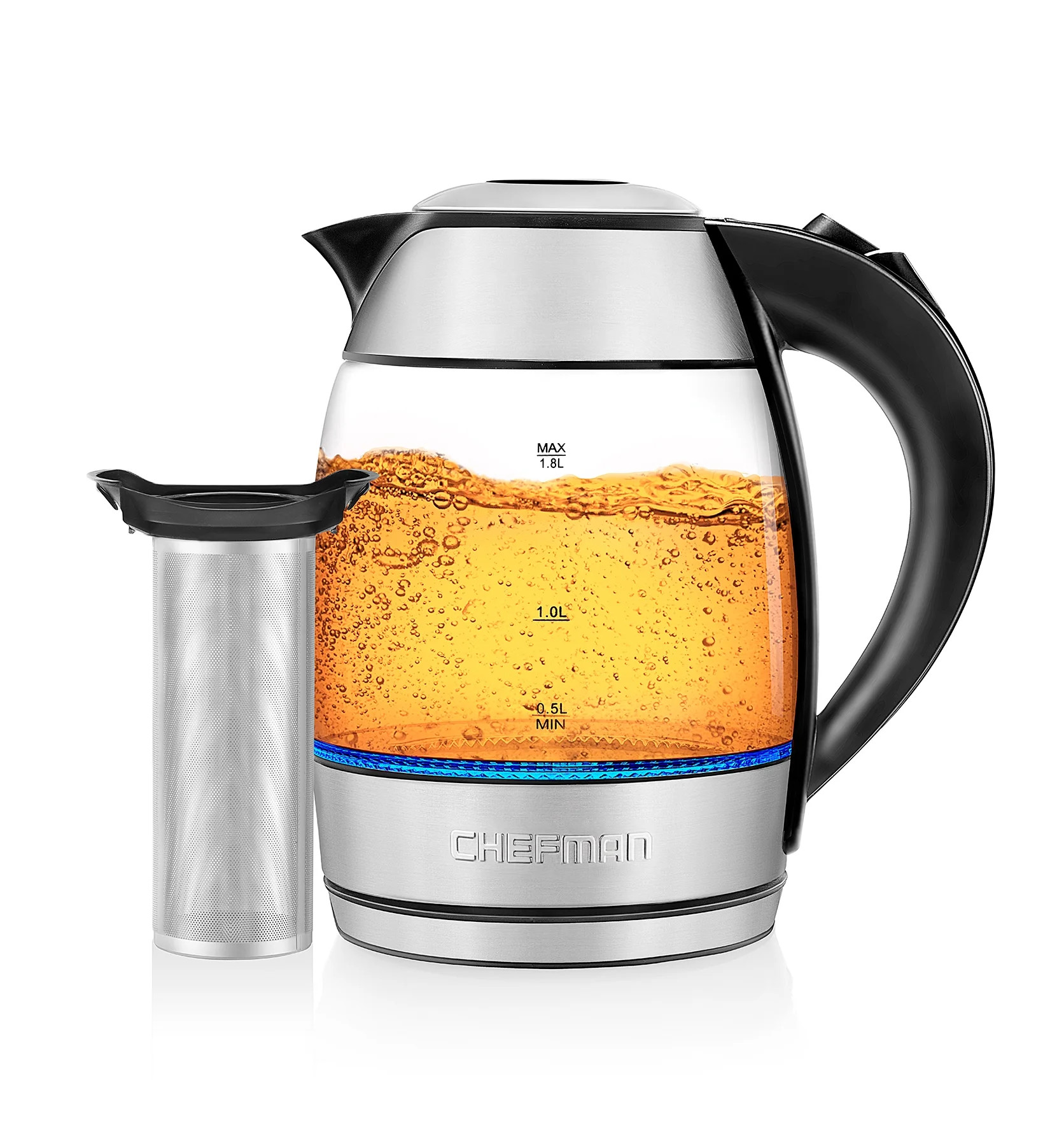 Chefman Electric Tea Infuser Glass Kettle, 1.8 Liter, Stainless Steel | Walmart (US)