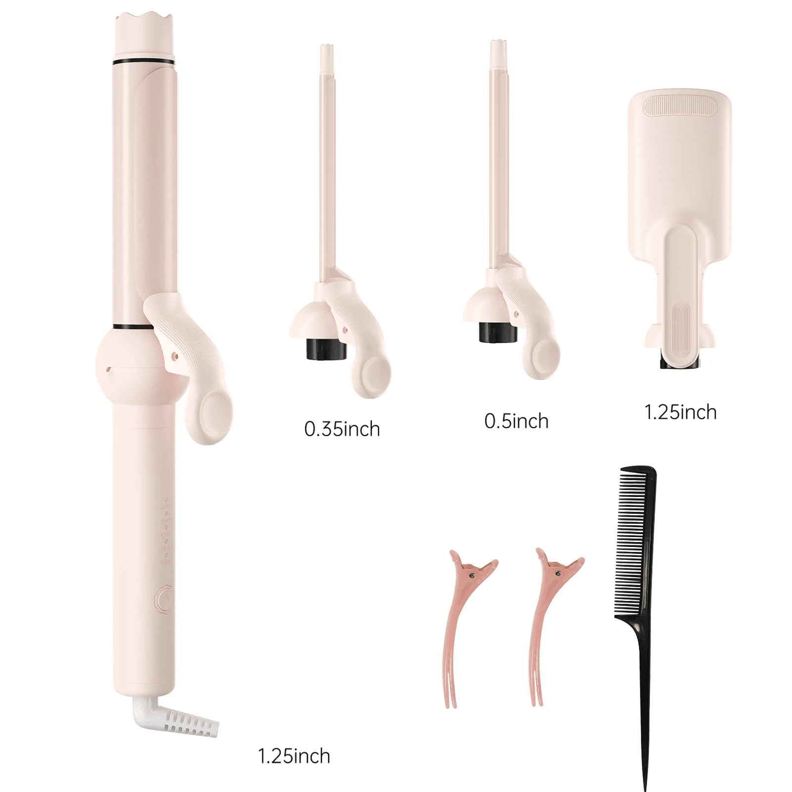 Curling Iron, 1.25, 0.5, 0.35 Inch Ceramic Tourmaline Hair Curling Iron,beach waves 4 in 1, Pink | Walmart (US)