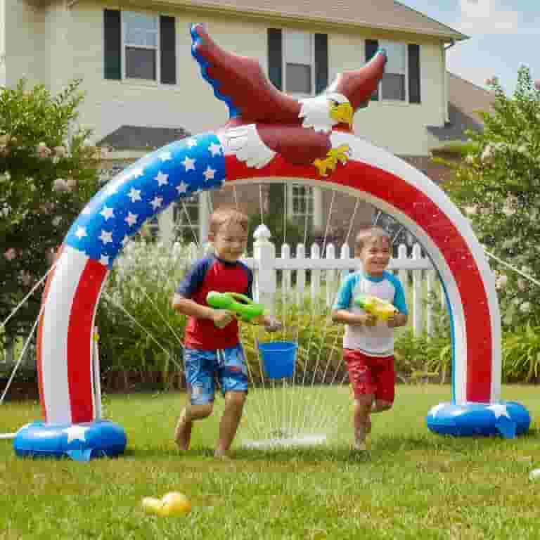 8.5 x 6.2 Ft Outdoor Sprinkler for Kids Age 3-7 Years Old - 250th Anniversary Eagle Arch Inflatab... | Walmart (US)