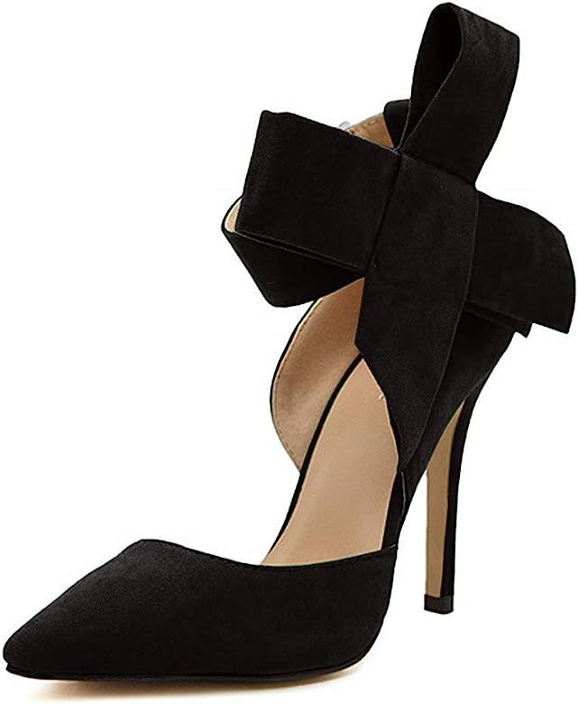 Women's Pointy Toe High Heel Stiletto Big Bow Pumps | Amazon (US)