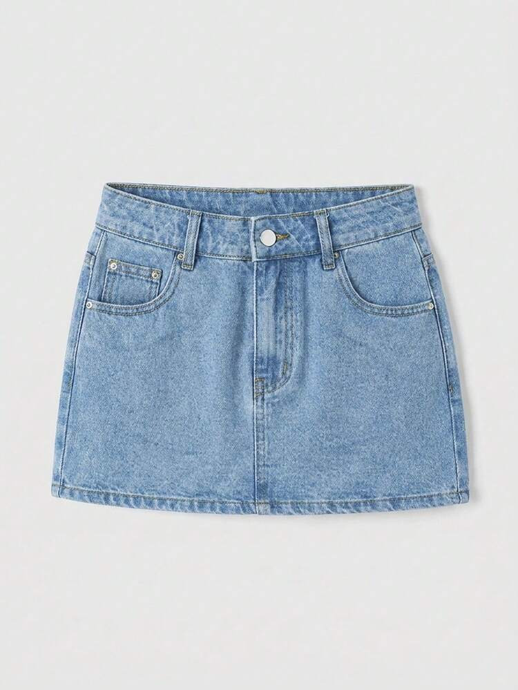 Maija Women's Denim Mini Skirt, Y2K Style Outfit, Music Festival Clothing, Back To School Outfit | SHEIN