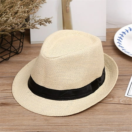 BONIXOOM Gift Beach Sun Hat Children Kids Summer Jazz Panama Trilby Fedora Hat Gangster Cap | Walmart (US)