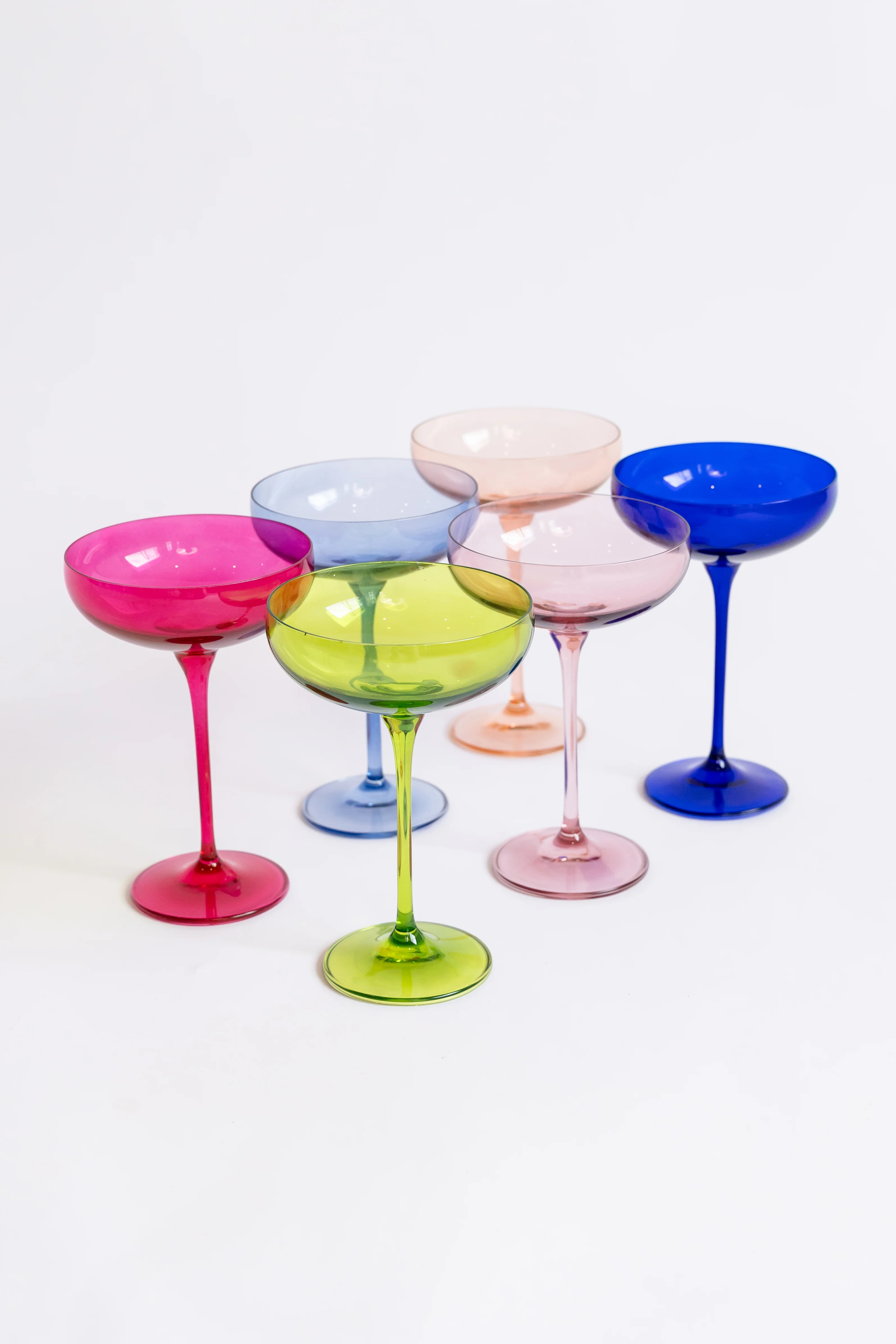 Estelle Colored Champagne Coupe Stemware - Set of 6 {Mixed Set} | Estelle Colored Glass