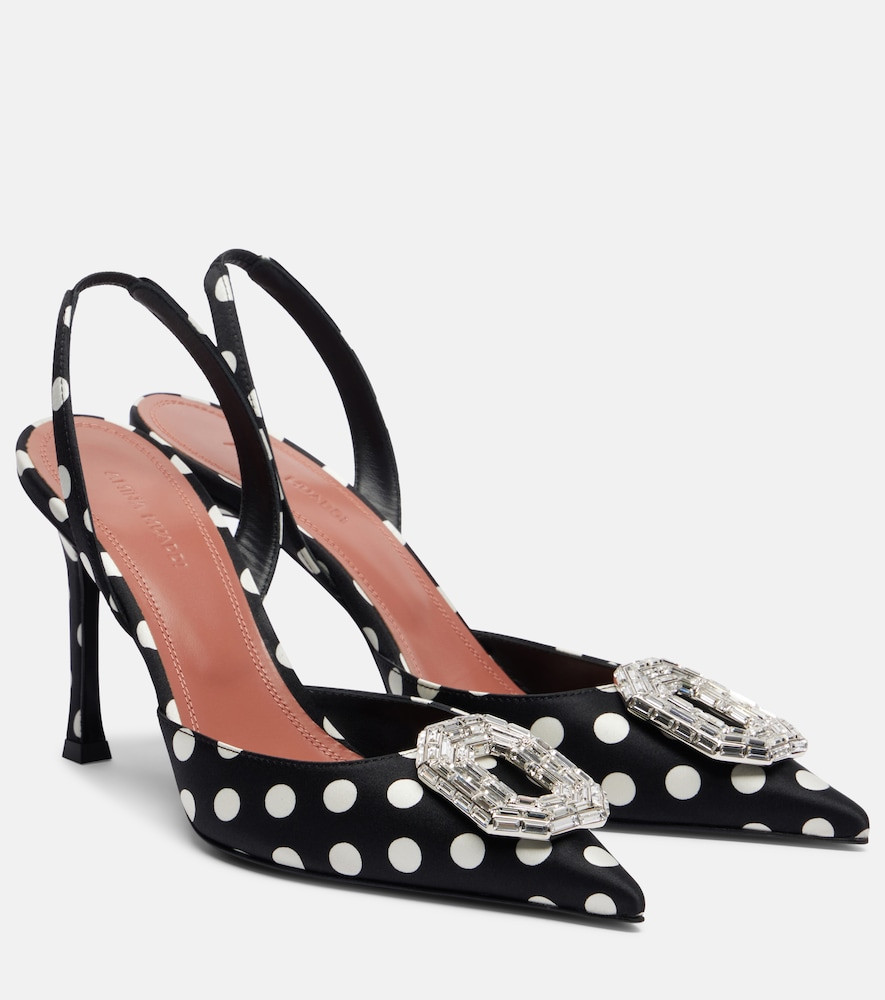 Amina Muaddi Camelia polka-dot satin slingback pumps | Mytheresa (US/CA)