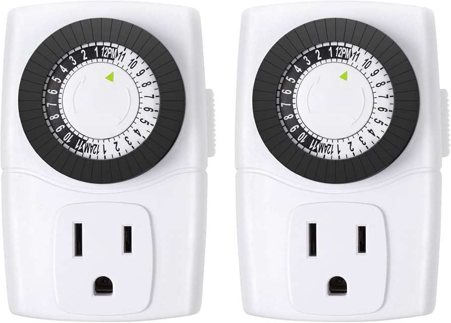 BN-LINK BND-60/U47 Indoor Mini 24-Hour Mechanical Outlet Timer, 3-Prong, 2-Pack | Amazon (US)
