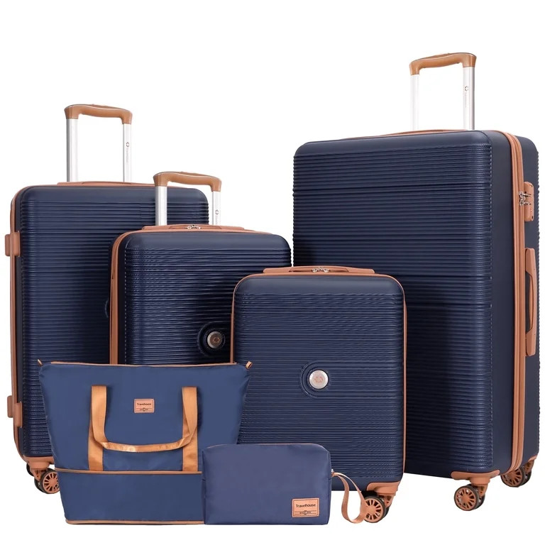 Travelhouse 6 Piece Hardshell Luggage Set Lightweight Suitcase with TSA Lock and Spinner Wheels a... | Walmart (US)