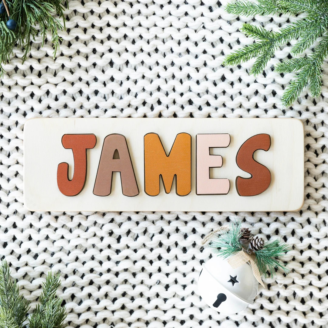 Wooden Name Puzzle New Baby Gift Gender Neutral - Etsy | Etsy (US)