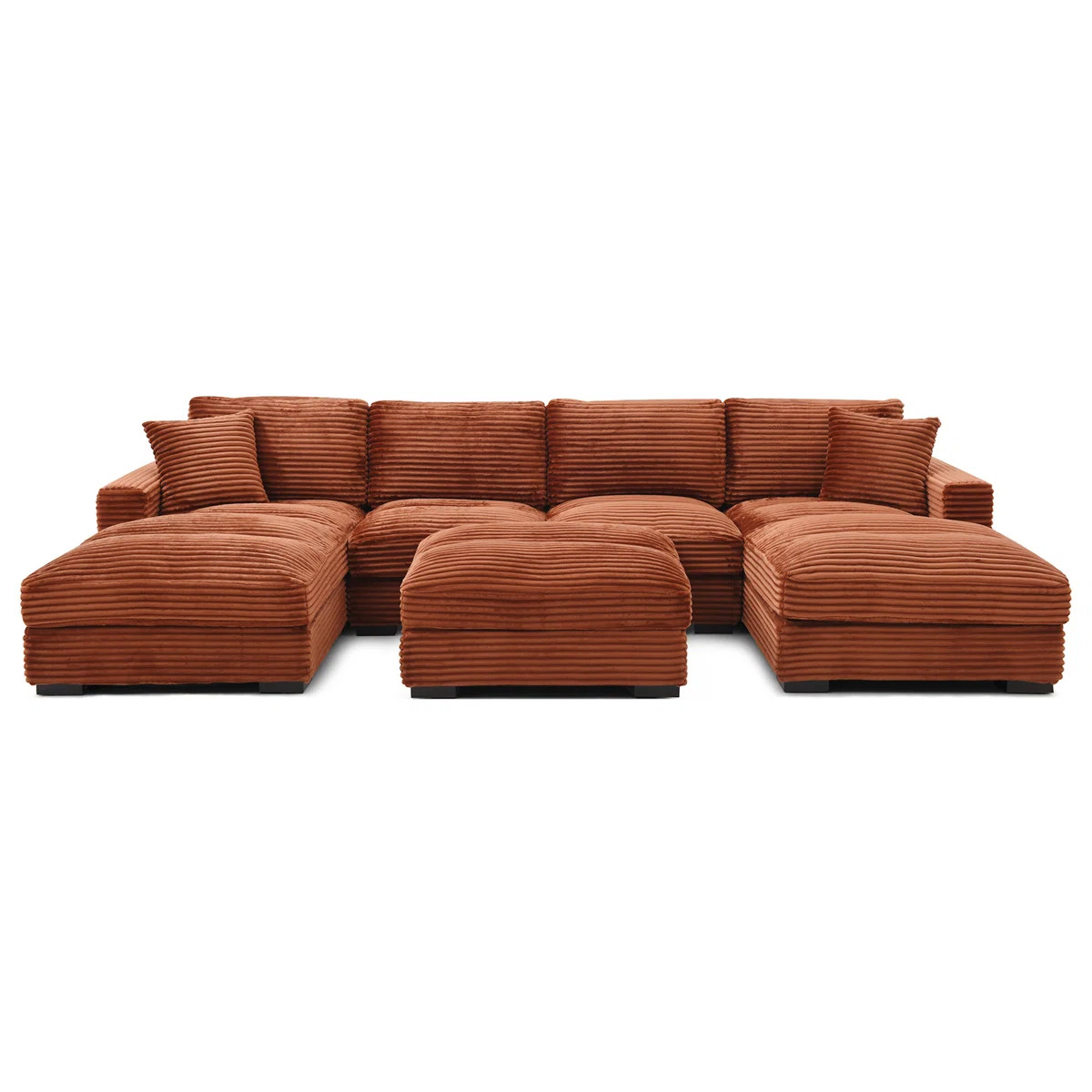 Scarlet Corduroy U-shaped Double Chaise Sectional Sofa And Ottoman | Wayfair North America