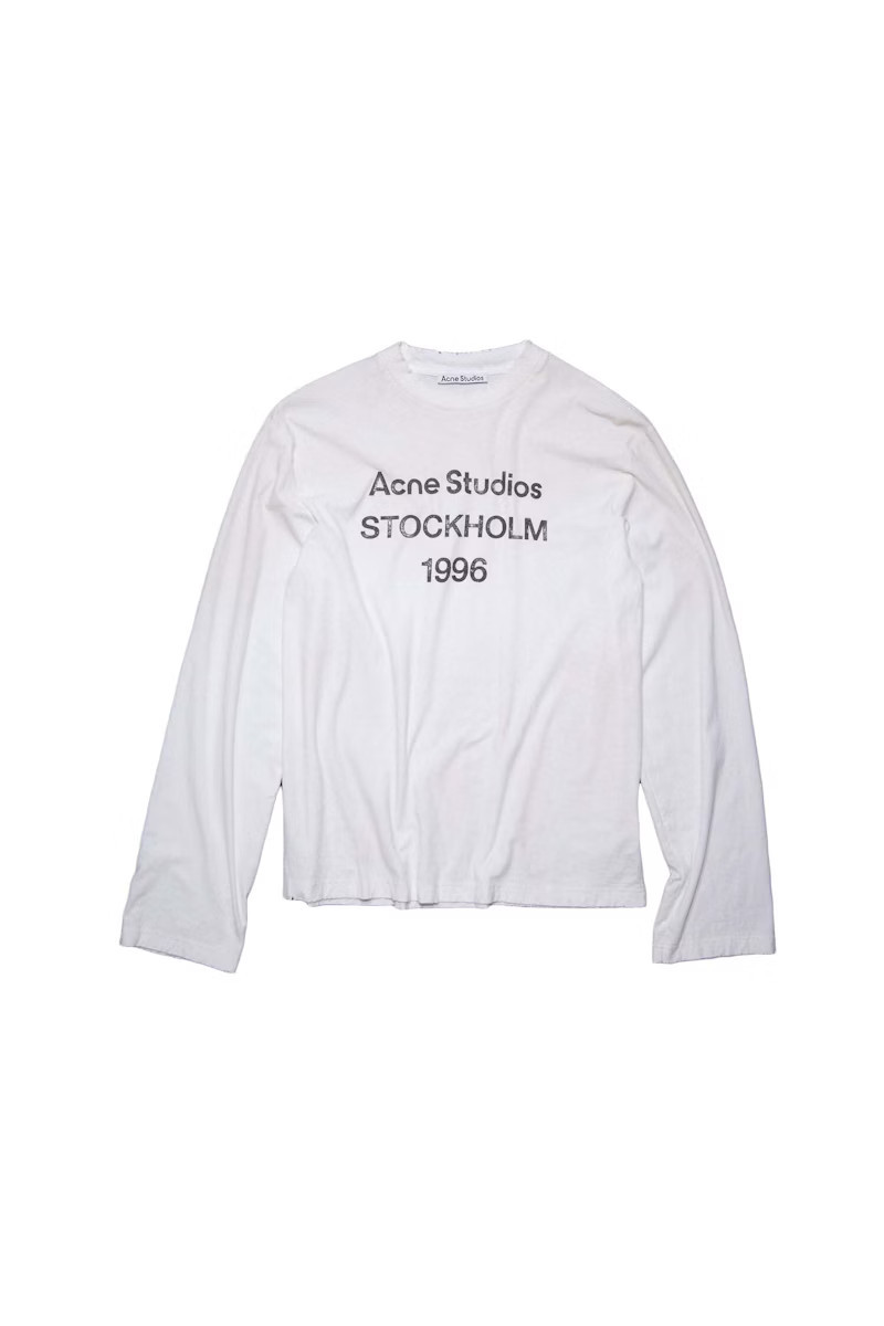 Acne Studios Logo Long Sleeve Tee Shirt in Dusty White | StockX