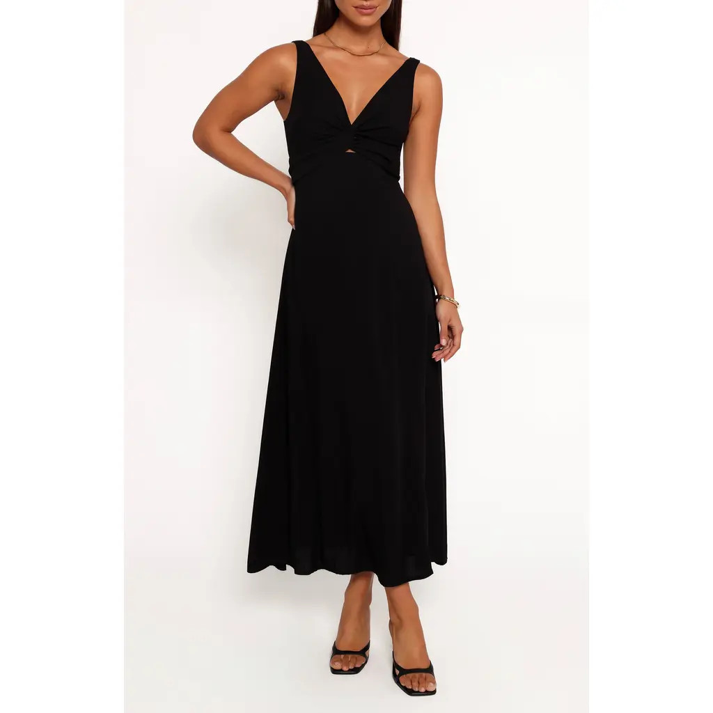Petal & Pup Archer Sleeveless Fit & Flare Midi Dress in Black at Nordstrom, Size Medium | Nordstrom