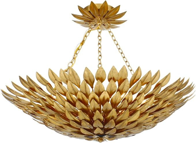 Crystorama Broche 6 Light Antique Gold Semi Flush Mount | Amazon (US)