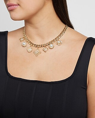 Baroque Multi Charm Thick Chain Necklace | Express