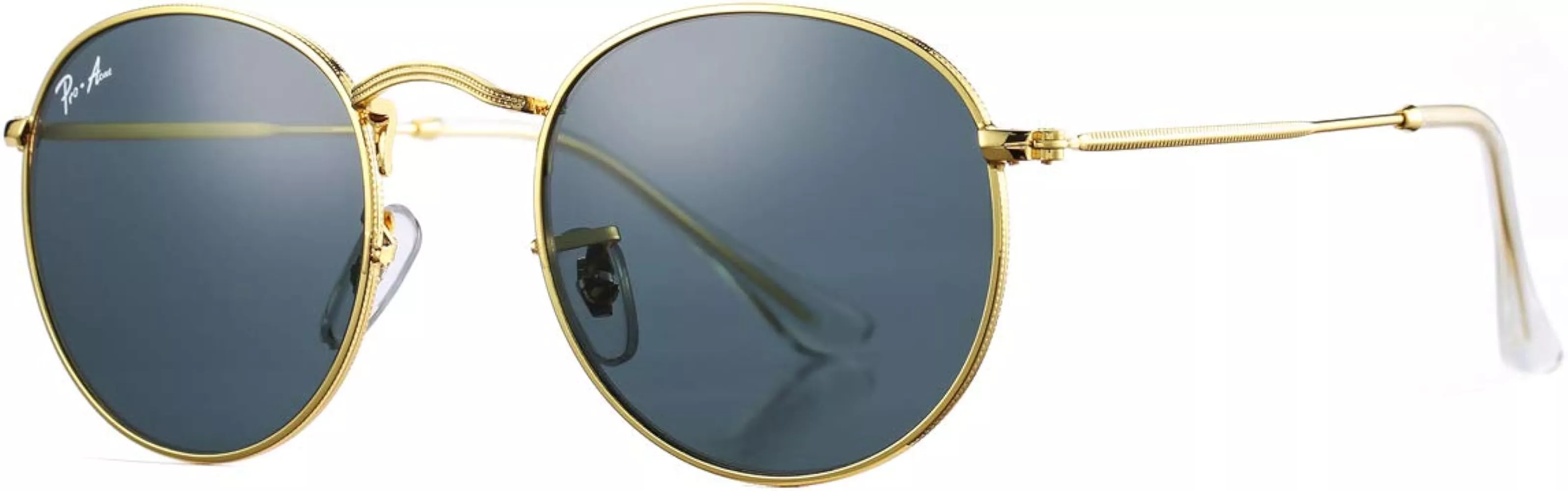 Wearme Pro - Reflective Lens Round Trendy Sunglasses ( Gold Frame / Black Lens, 51)