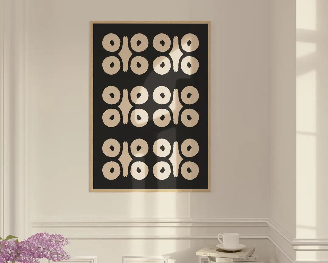 Bolo - Minimalist Geometric Art Print | Black and Cream Abstract Pattern | Modern Tribal Wall Dec... | Etsy (US)