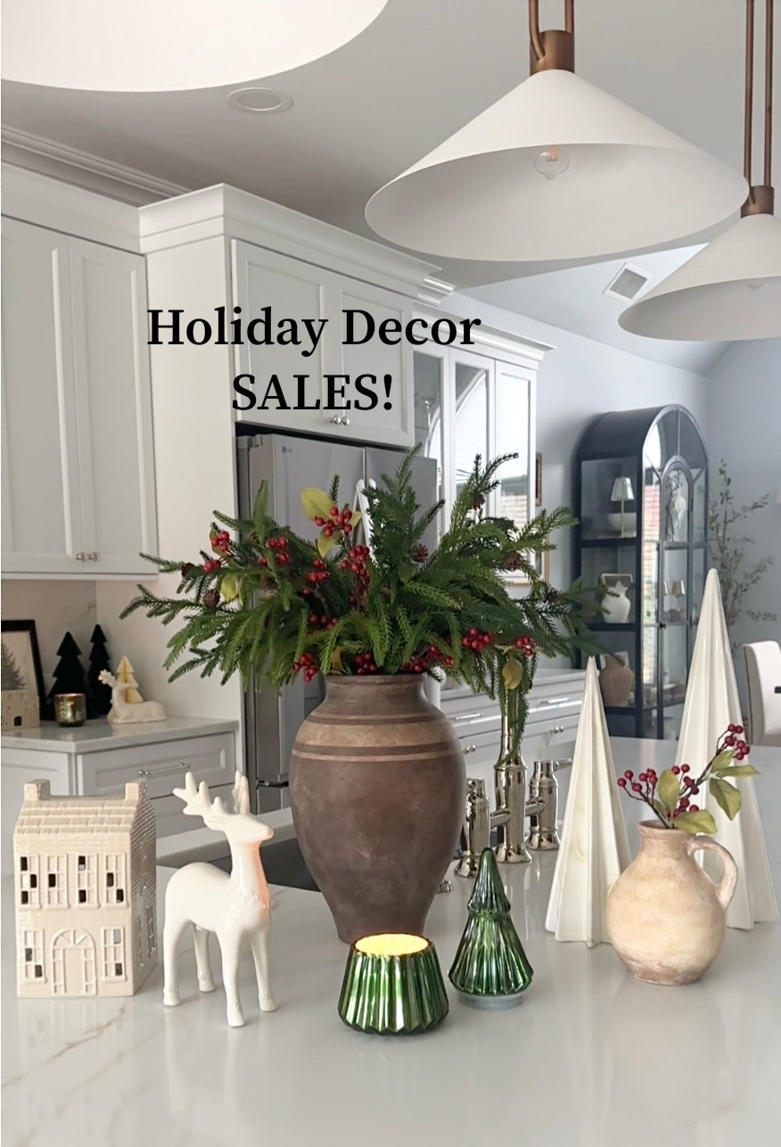 Holiday Sales! Reindeer, holiday houses, white table trees & tree candle on sale! Neutral holiday styling with best selling vases, reindeer, holiday houses, table trees, greenery, florals, kitchen faucet, pendant, display cabinet, dining room furniture. Target, Pottery Barn, Amazon, Crate & Barrel, Wayfair, Walmart. Free shipping. 

#LTKHoliday #LTKHome #LTKSaleAlert