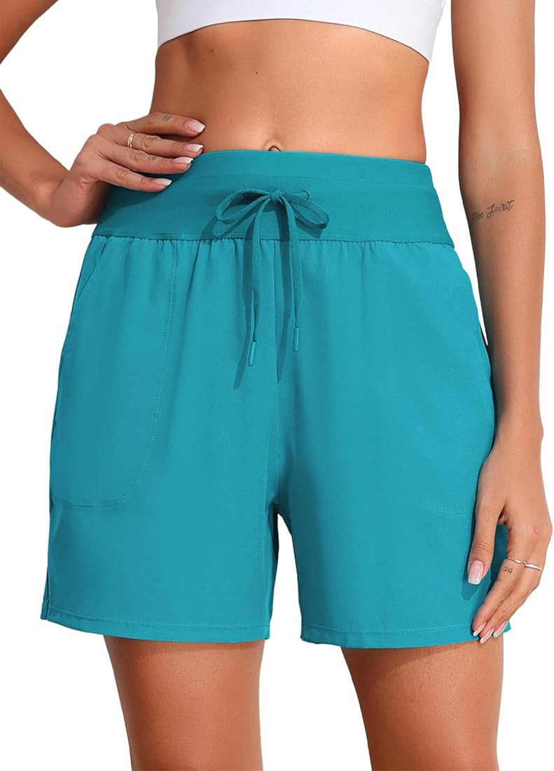 Aleumdr Women's 5" Quick Dry Swim Board Shorts Drawstring Bathing Suit Bottoms High Waisted Trunk... | Amazon (US)