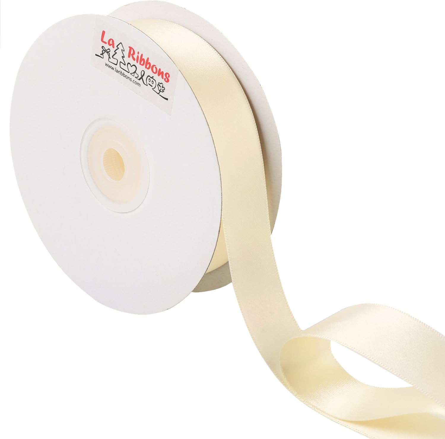 LaRibbons 1 Inch Wide Double Face Satin Ribbon - 25 Yard (810-Ivory) | Amazon (US)