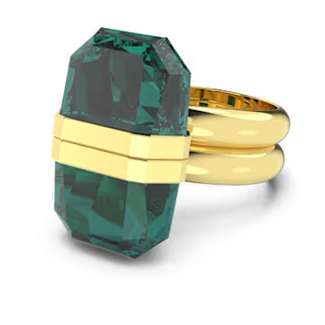 Lucent ring, Magnetic closure, Green, Gold-tone plated by SWAROVSKI | SWAROVSKI