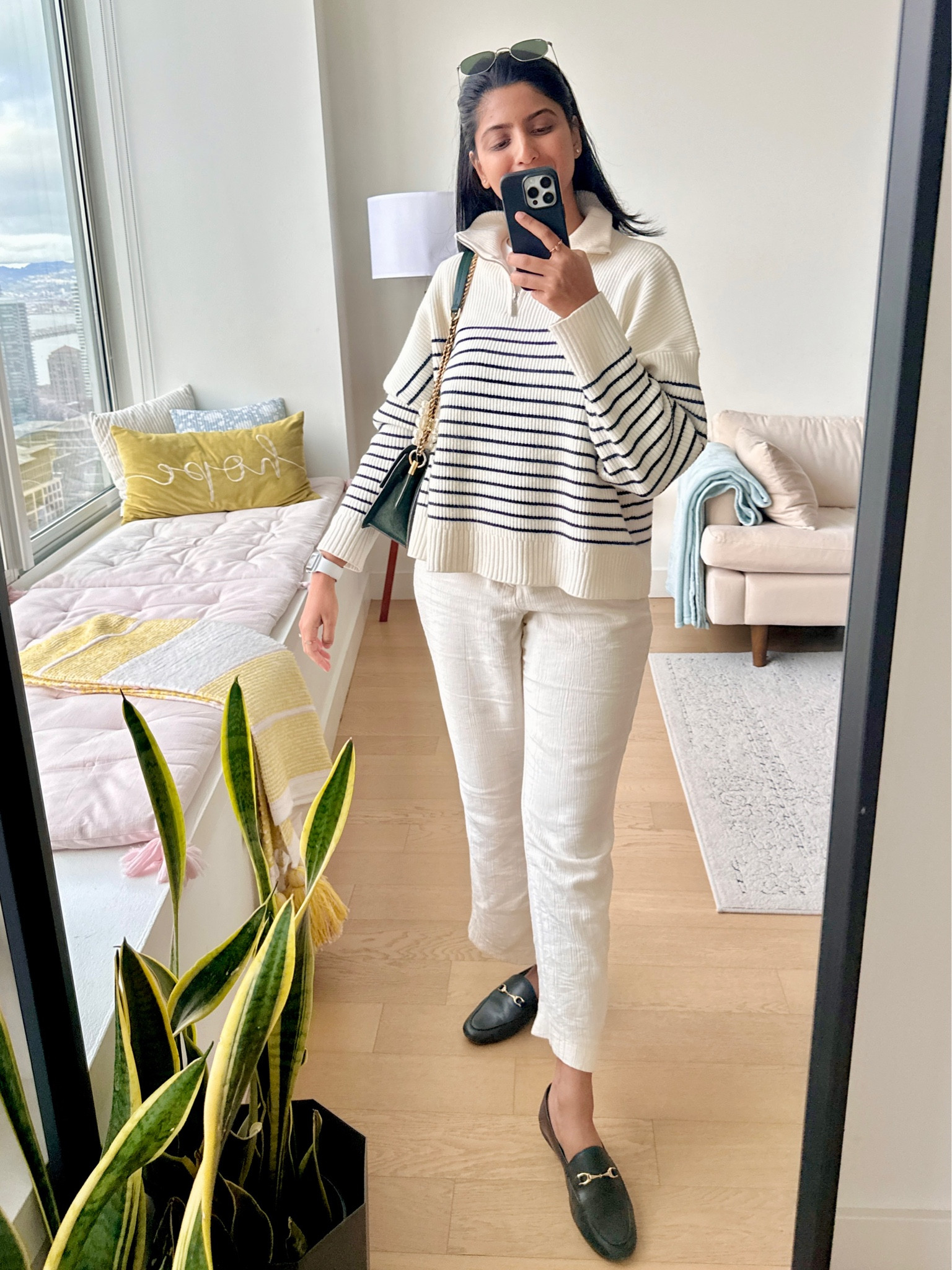 Fresh take on the classics! 🌱 Striped knits and crisp white pants are my go-to for a relaxed yet polished vibe. I love how the black accents in the shoes and the bag tie everything together. It’s all about those simple details that elevate the everyday
#StripesStyle #CasualChic #EverydayFashion #MonochromeOutfit #SpringVibes #StyleDiaries #Knitwear #FashionGoals #OOTD #WeekendLook#LTKSpringSale 

#LTKworkwear #LTKstyletip