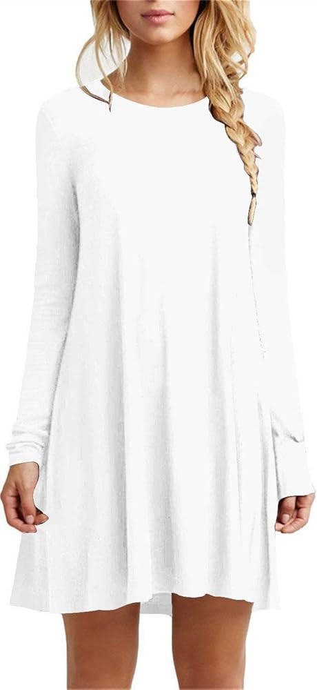 TINYHI Women's Casual Plain Fit Flowy Simple Swing T-Shirt Loose Tunic Dress¡­ | Amazon (US)