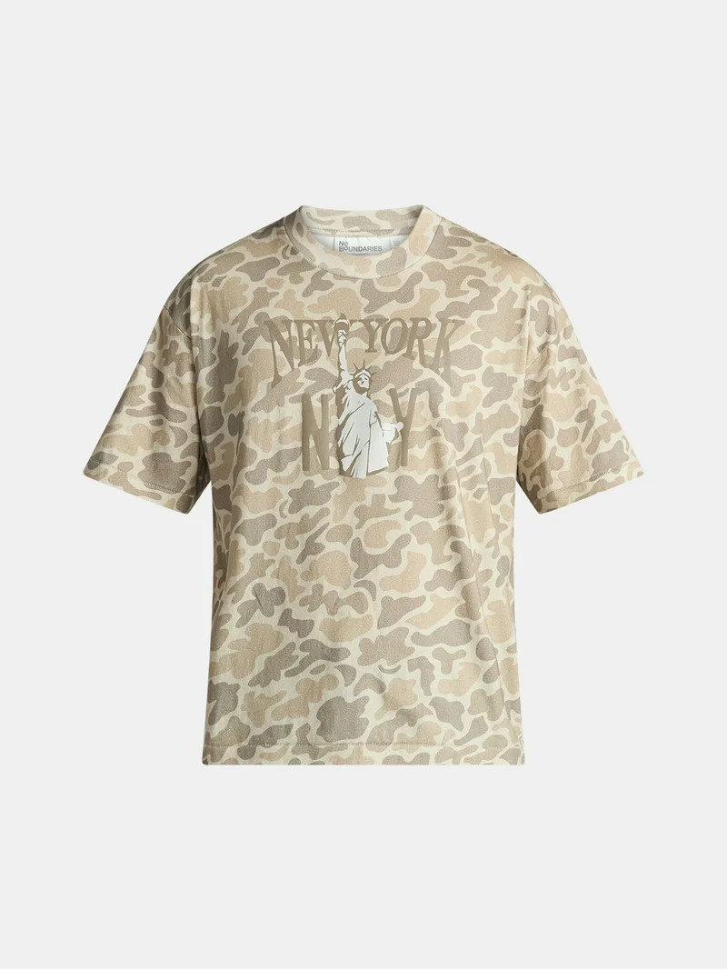 No Boundaries Oversized Boxy Fit Cropped Length New York City Graphic Tee Shirt, Men's & Big Men'... | Walmart (US)