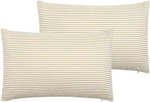 SHANLUO Coffee Farmhouse Fall Throw Pillow Covers Decorative Cotton Linen Ticking Striped Soft Cu... | Amazon (US)