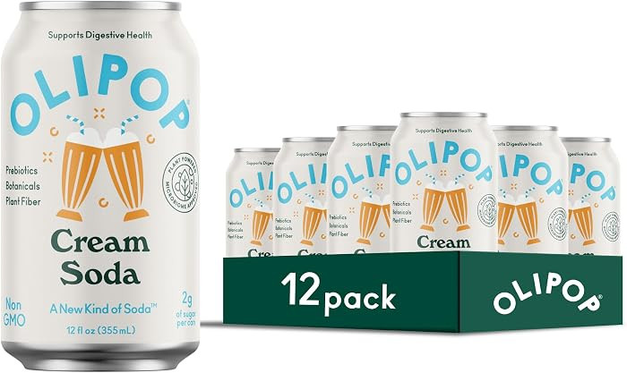 OLIPOP Prebiotic Soda Pop, Cream Soda, Pantry Pack Packed with Prebiotics, Fiber, and Botanicals,... | Amazon (US)