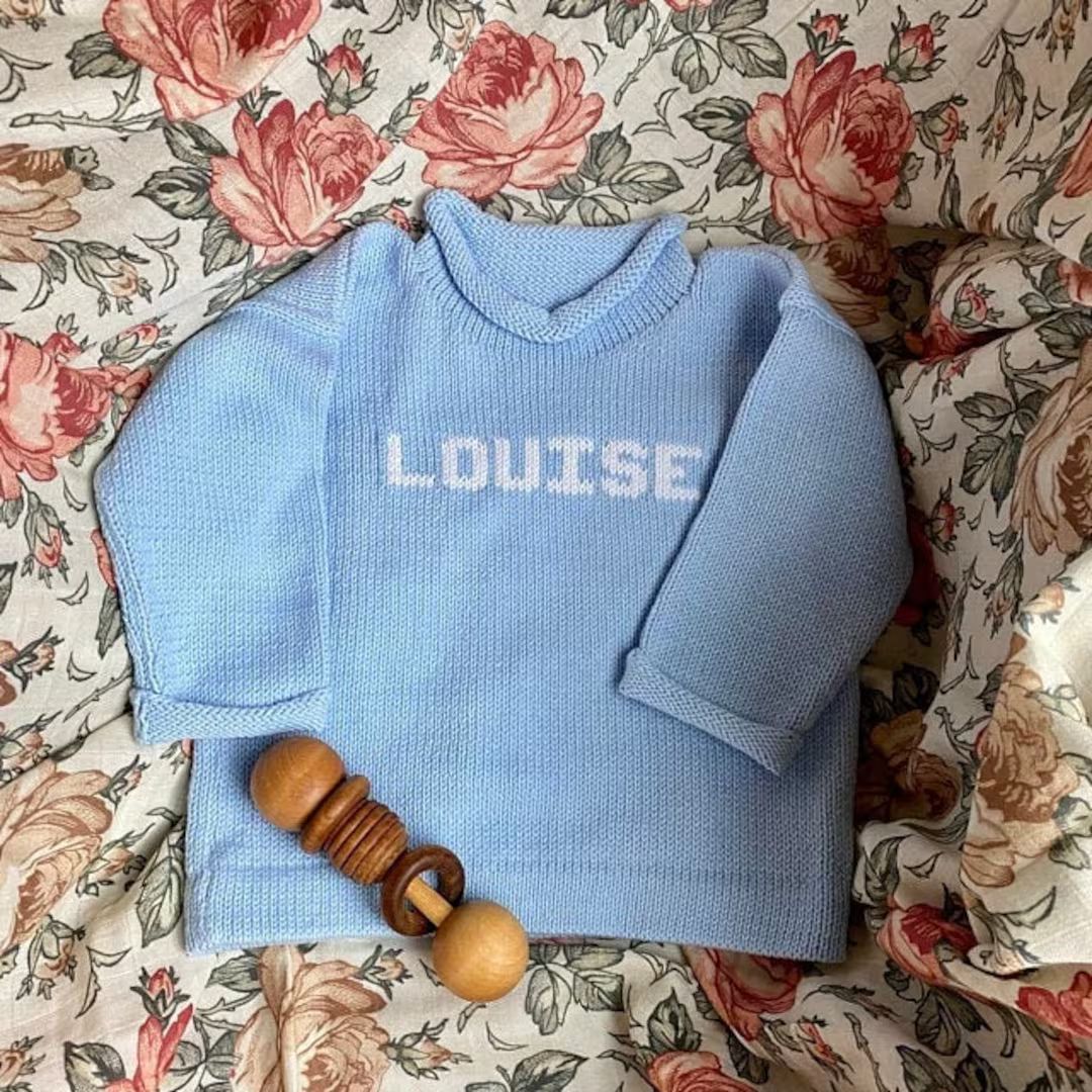 Custom Knit Pullover Name Sweater for Baby and Kids - Etsy | Etsy (US)
