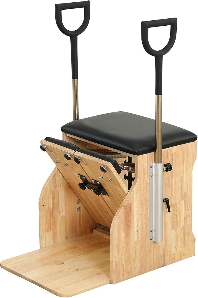 Wunder Pilates Pro Split-Pedal Stability Combo Chair with Handles Oak Wood | Amazon (US)