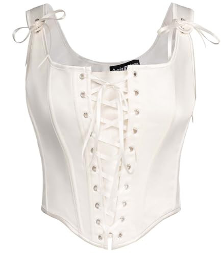 Scarlet Darkness Women Renaissance Costume Cottagecore Corset Top Vintage Bodice White Size 14 | Amazon (US)