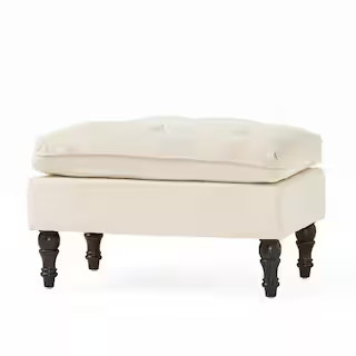 Cream Tufted Pillow Top Ottoman | The Home Depot