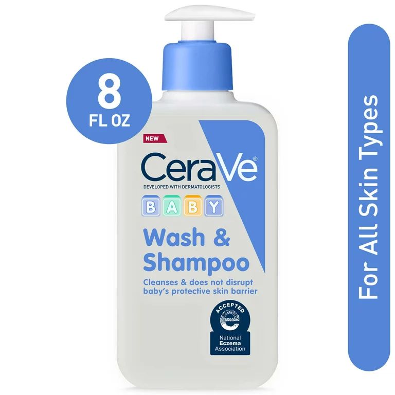 CeraVe Baby Wash & Shampoo, Tear Free Sensitive Baby Soap, 8 Fl Oz | Walmart (US)