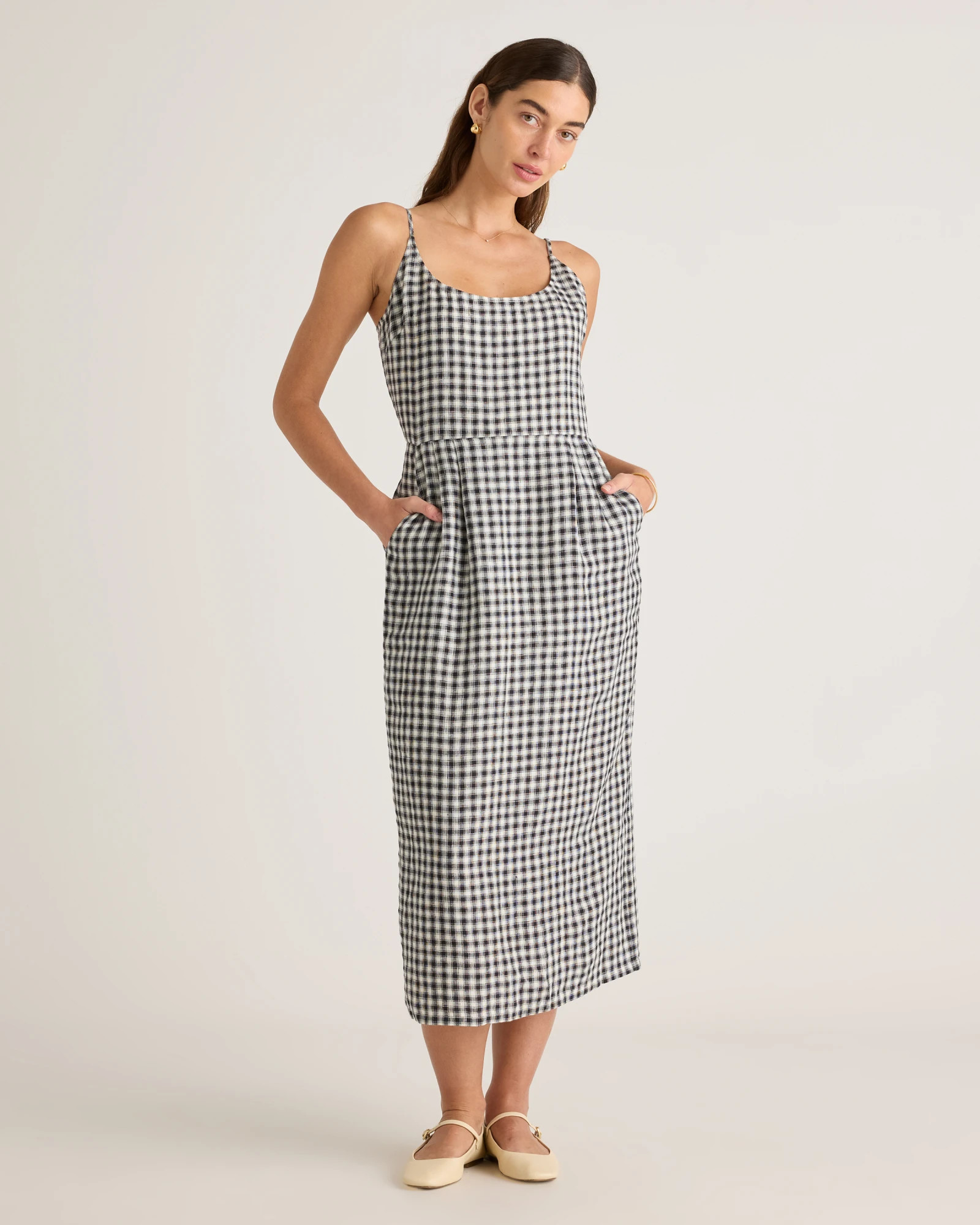 100% European Linen Scoop Neck Midi Dress | Quince
