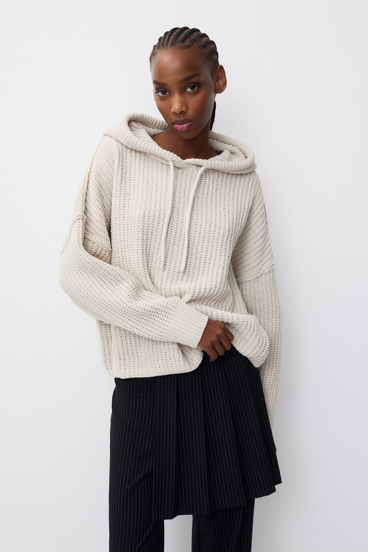 Chenille hooded sweater | PULL and BEAR UK