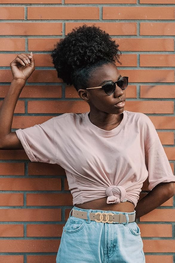 Pettata Women Belt for Jeans Dress Cinch Waist Belt for Ladies Faux Leather Belt with Gold Buckle | Amazon (US)