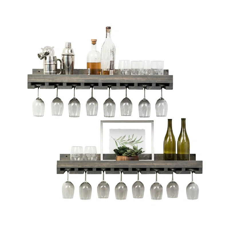 Bernardo Rustic Luxe Tiered Wall Mounted Wine Glass Rack | Wayfair North America
