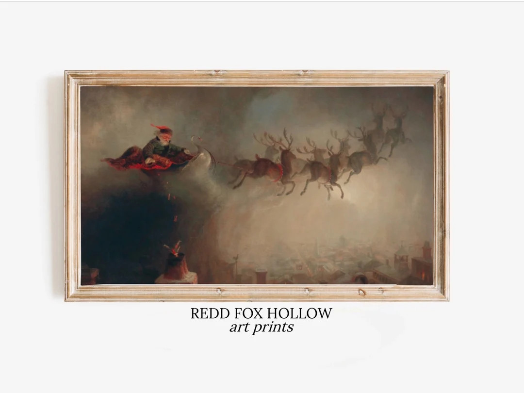 Samsung Frame TV Art Santas Sleigh Christmas Vintage - Etsy | Etsy (US)