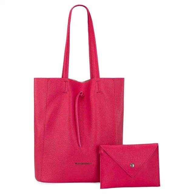 Montana West Slim Tote Bags for Women Large Slouchy Shoulder Purse Designer Handbags with Wallet | Walmart (US)