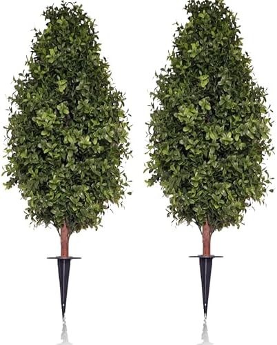 3FT Artificial Boxwood Bush Topiary Tree UV Resistance Rated with Spike. Easy to Push in The Grou... | Amazon (US)
