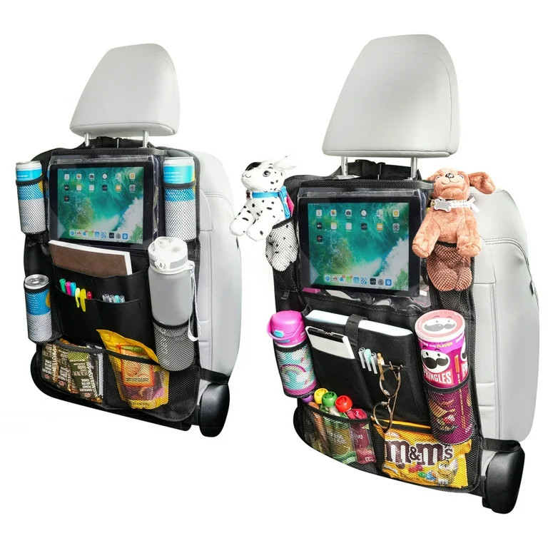 2X Haussimple Car Backseat Organizer 9 Pocket Vehicle Storage Kick Mat iPad Holder | Walmart (US)