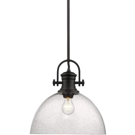 Golden Lighting 3118-L BLK-SD Hines Pendant Matte Black with Seeded Glass | Walmart (US)