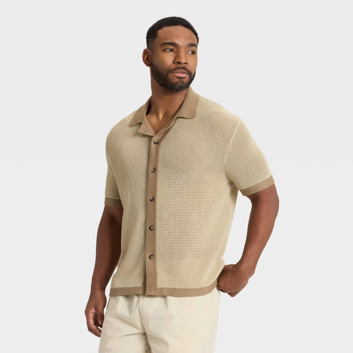 Men's Open-Work Camp Shirt - Goodfellow & Co™ | Target