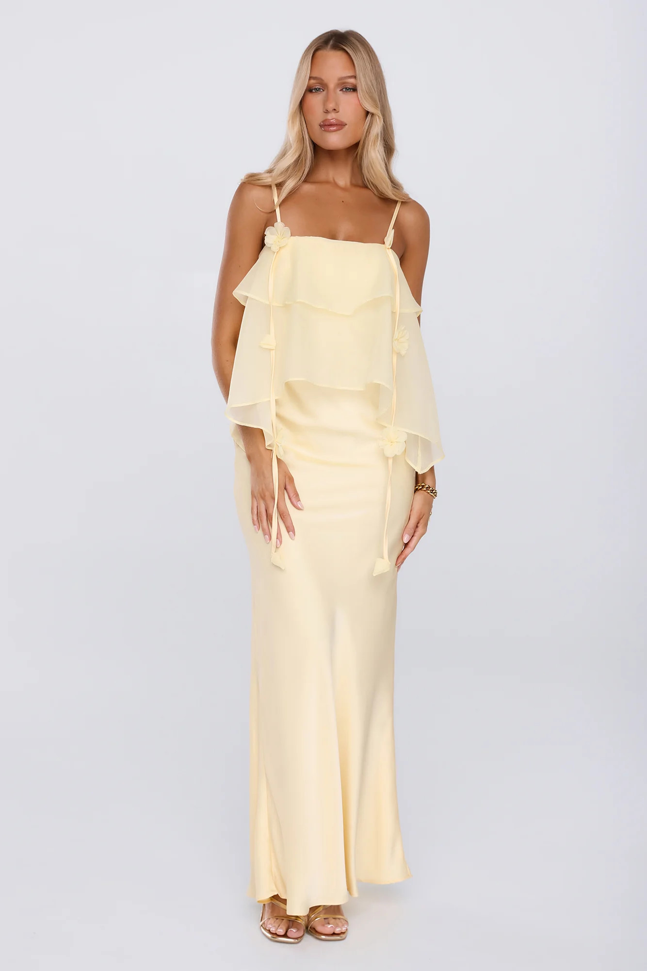 Private Plans Satin Maxi Dress Yellow | Hello Molly (US)