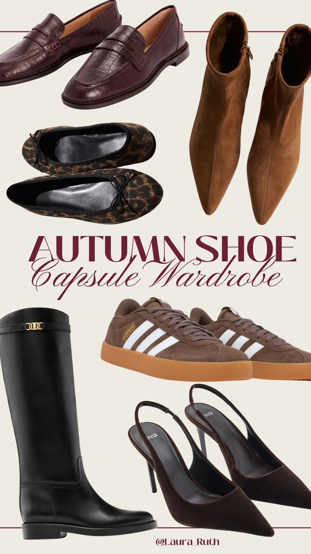 The Autumn Shoe Essentials 🤎
6 pieces. Endless outfits. Timeless style.
Loafers | Ankle Boots | Ballet Flats | Trainers | Riding Boots | Pointy Heeled Sling backs. 🍂🤎👢 autumn outfits, autumn shoes, loafers, autumn boots, suede boots, burgundy loafers, riding boots 

Linked everything in one place — shop the capsule below

#LTKSeasonal #LTKStyleTip #LTKOver40
