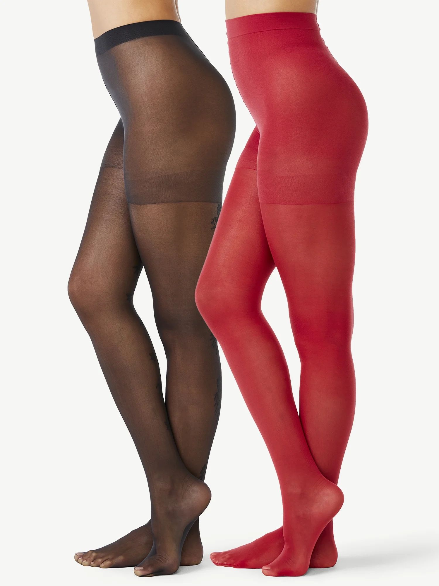 Joyspun Women's Floral and Opaque Sheer Tights, 2-Pack, Sizes to 2XL | Walmart (US)