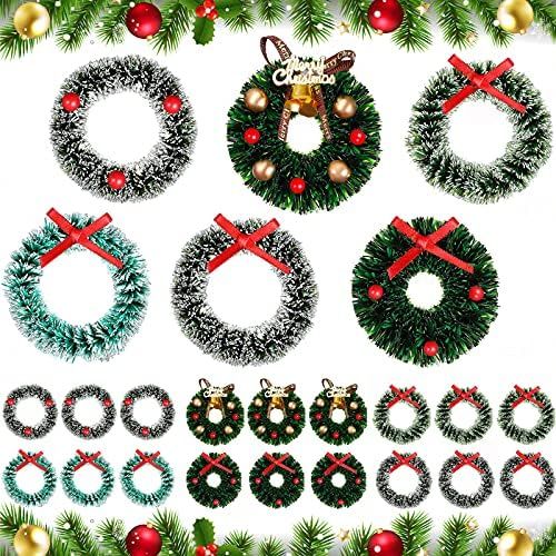 18 Pieces Dollhouse Miniature Christmas Wreath Hanging Wreath Christmas Decoration Dollhouse Acce... | Amazon (US)