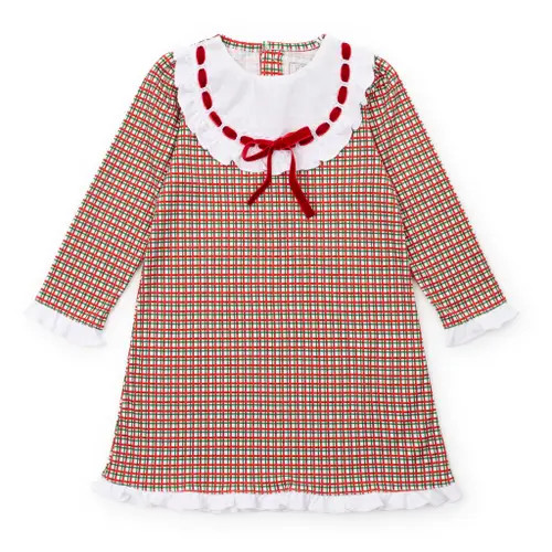 Lila and Hayes Emersyn Girls' Lace Trim Dress in Holiday Plaid at Nordstrom, Size 10 | Nordstrom