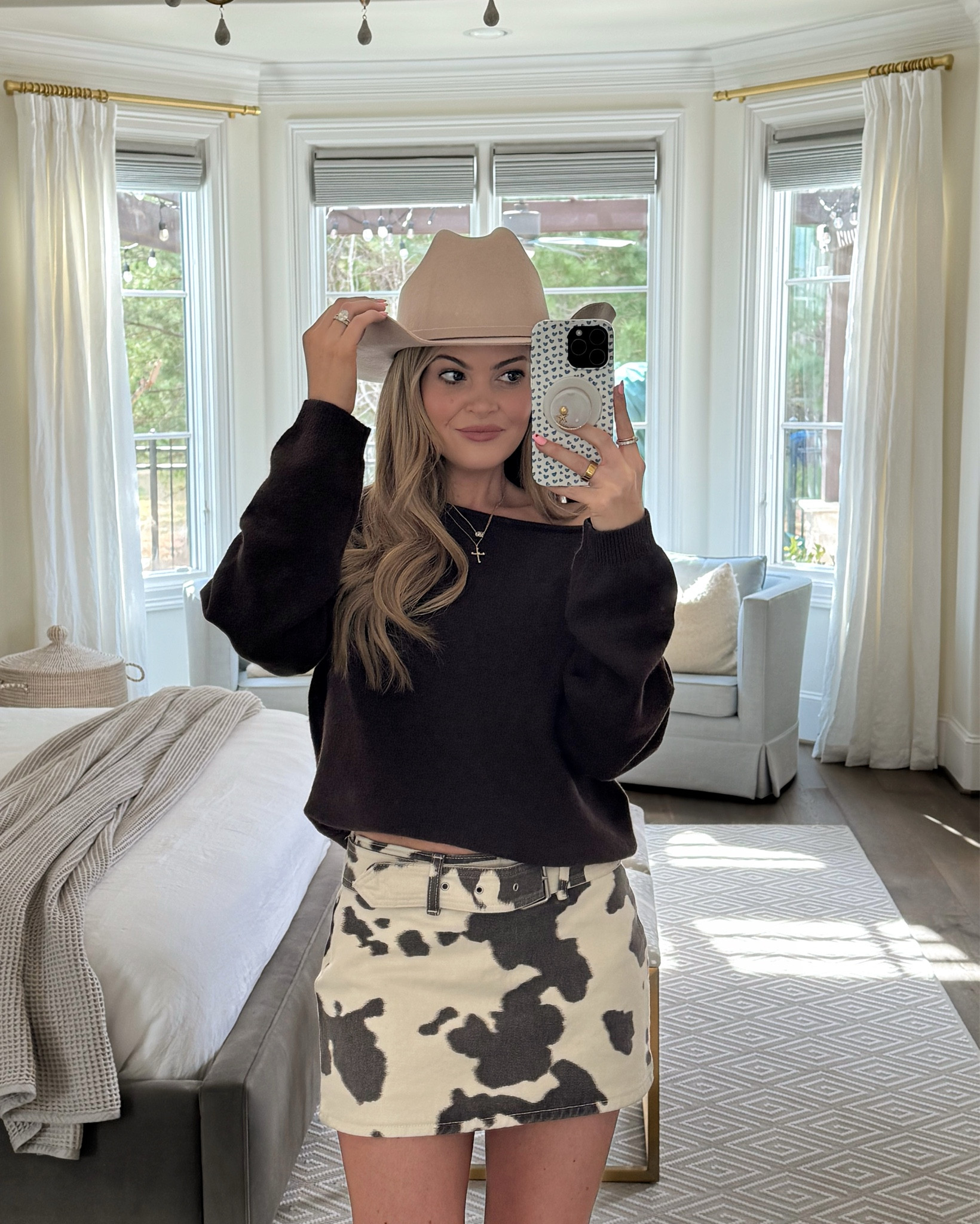 this fit would be so cute for the rodeo and is currently on sale! (wearing size small in the sweater & 25 in the skirt — use code DENIMAF for an ADDITIONAL 15% off)

western chic, cowgirl, rodeo outfit, cowhide, cow print, abercrombie, sweater, on sale 

#LTKootd #LTKSeasonal #LTKSaleAlert