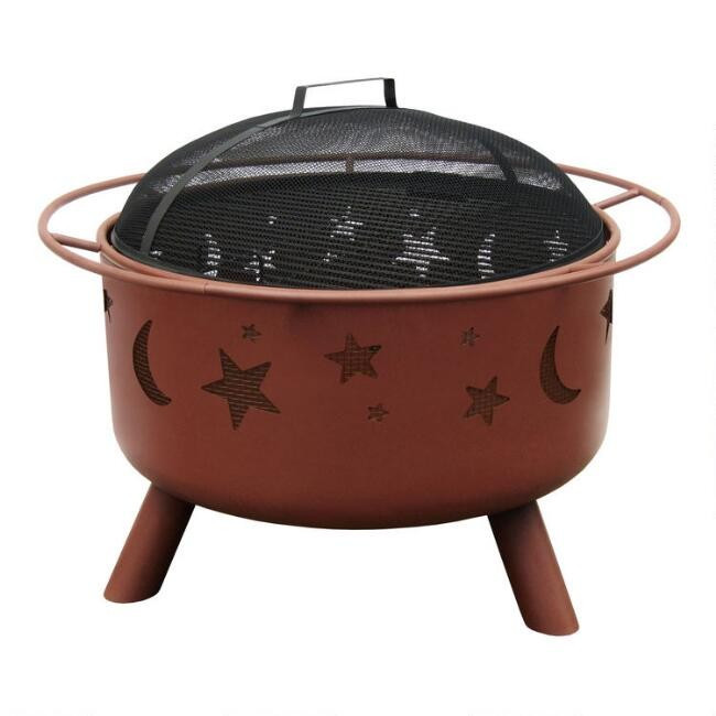 Terracotta Steel Stars and Moons Fire Pit | World Market