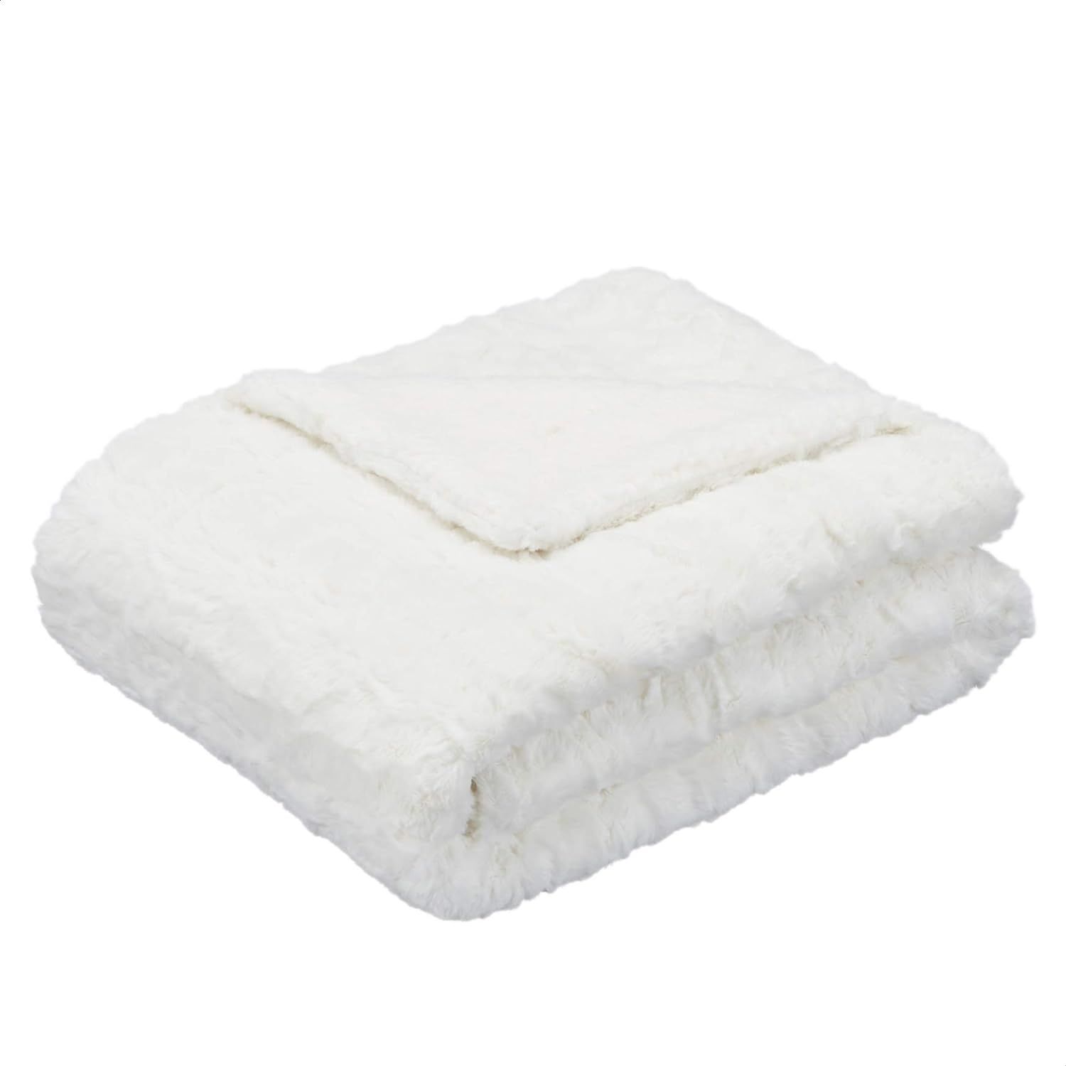 Amazon Basics Fuzzy Faux Fur Sherpa Throw Blanket, 50"x60" - Cream | Amazon (US)